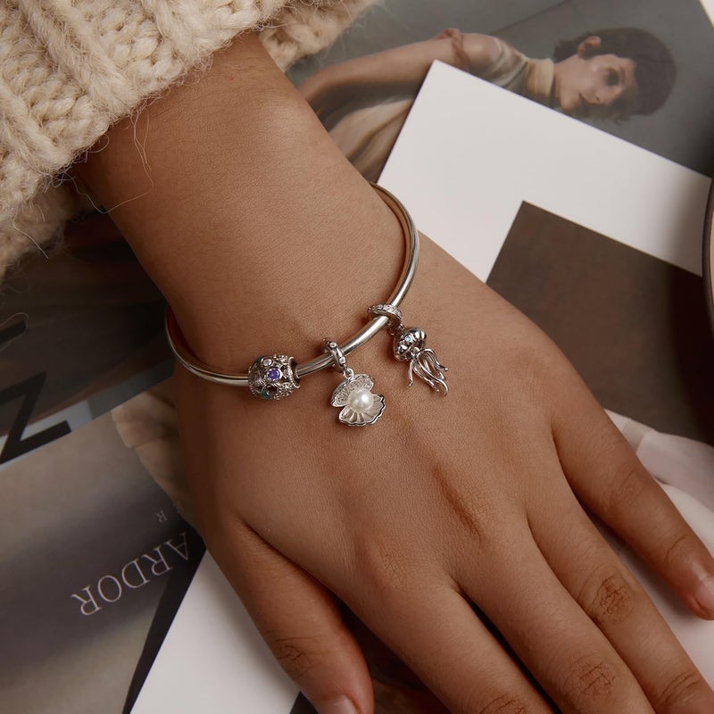 VOROCO Store Coffee Moon Star Dream Catcher Charms for Bracelet 925 Sterling Silver Dangle & Beads Charm for Charm Bracelet and Necklace DIY Charm Jewelry Gifts for Women - Image 2